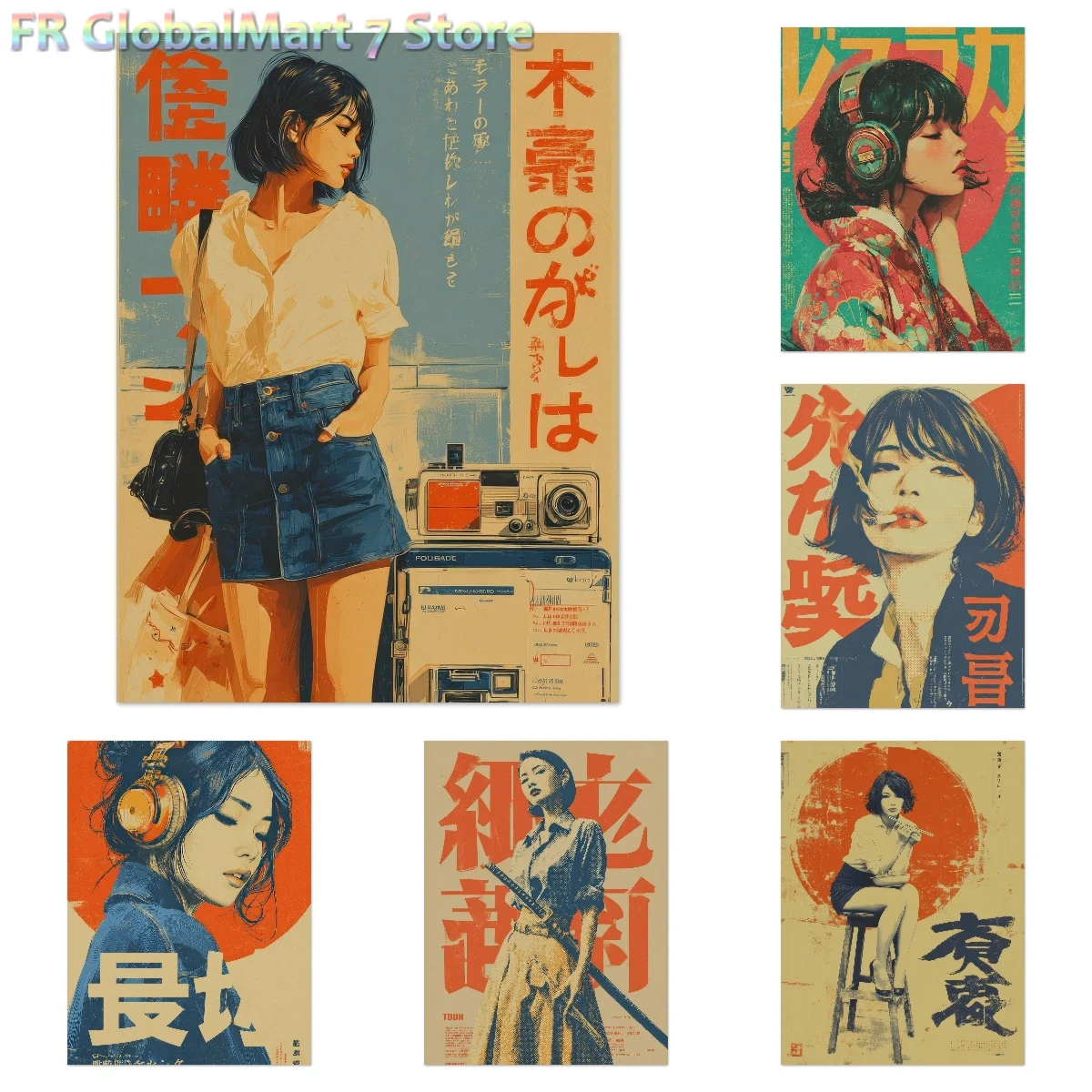Resin Art Wallpaper - Diamond Painting Vintage Japanese Summer Girl