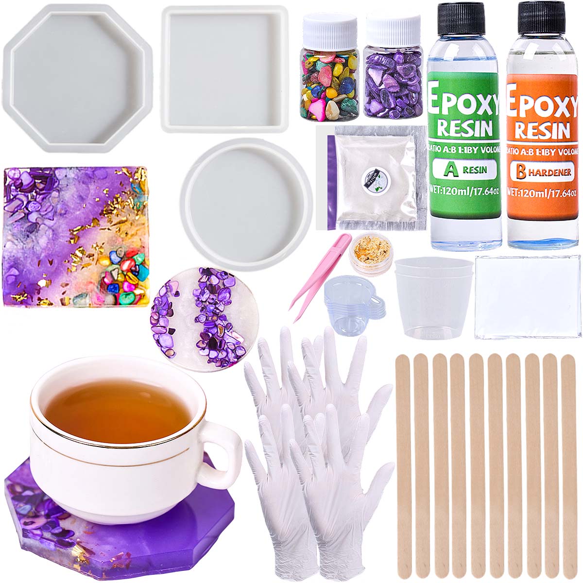 Resin Art Equipment - Epoxy Resin Coaster Making Kit with